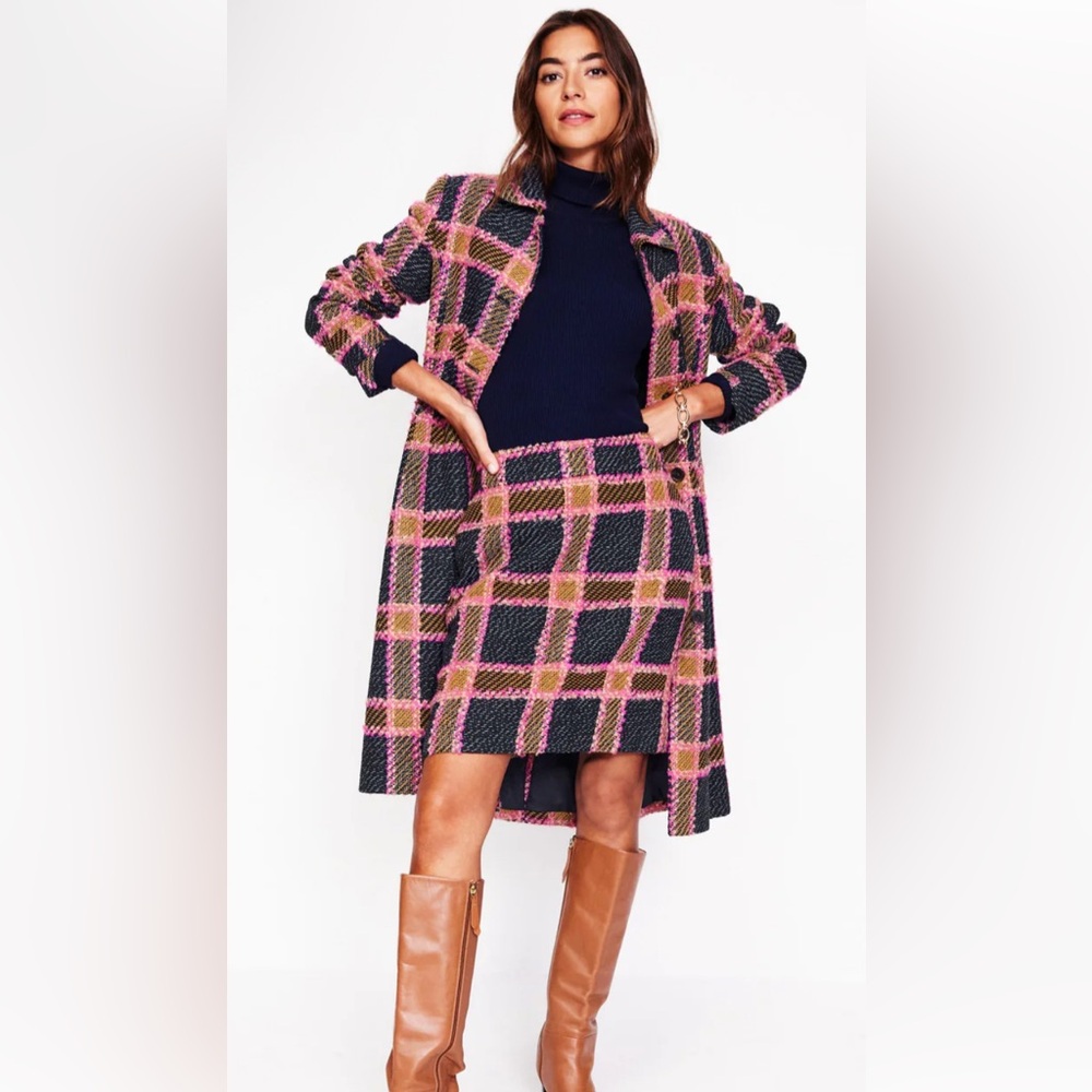 Boden Estella Check SkirtSapphire, Azure Geo Women Wool-blend  2 NEW  Sold Out - Picture 2 of 12